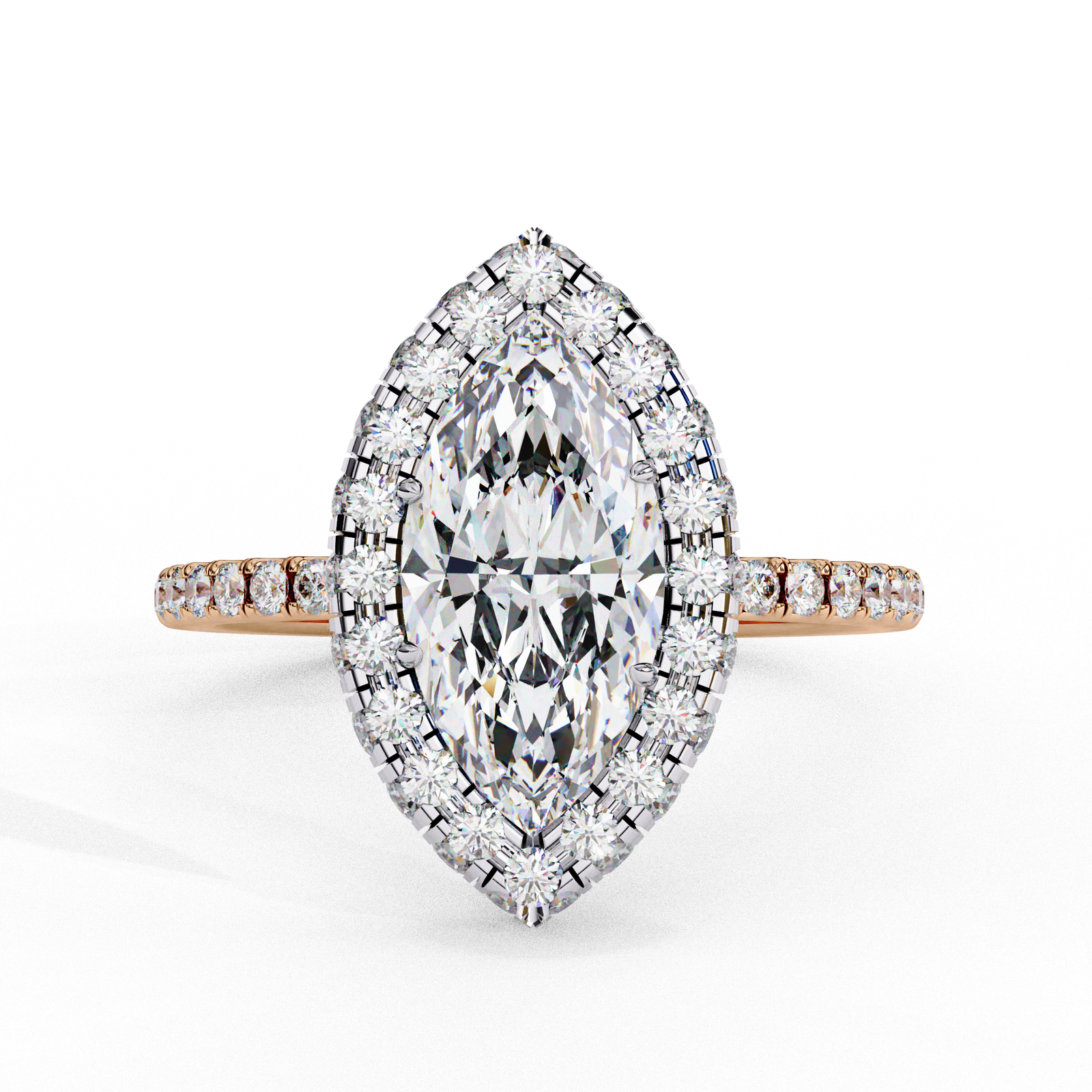Marquise Cut Diamond Halo Engagement Ring